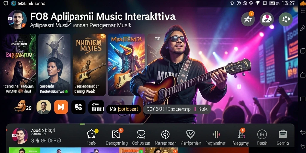 Tangkapan layar utama FO8 menunjukkan gameplay musik yang interaktif dan menarik.