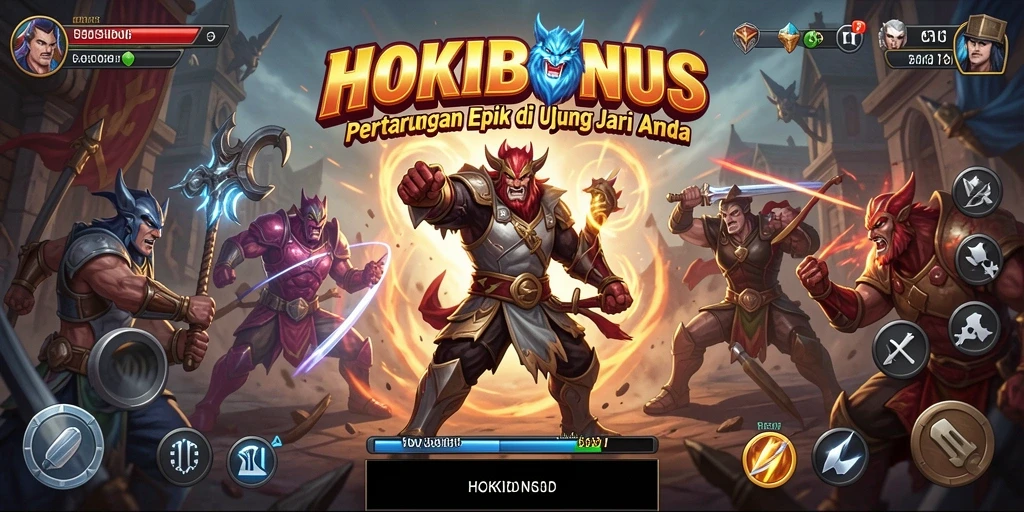 Gameplay HOKIBONUS yang menegangkan di arena pertarungan.