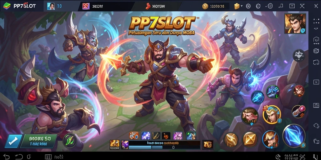 Menampilkan pertarungan seru dalam gameplay MOBA PP7SLOT.