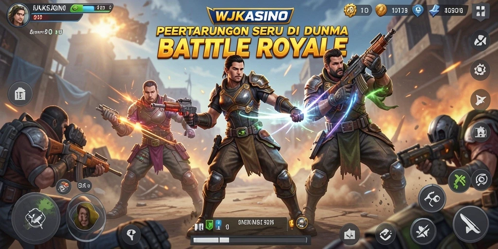 Screenshot gameplay yang intens di arena Battle Royale.